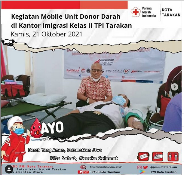 Kegiatan Mobile Unit Donor Darah PMI Kota Tarakan Dengan Kantor Imigrasi Kelas II TPI Tarakan